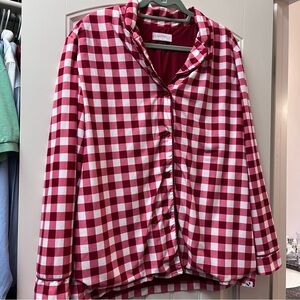 SweetHoney Red and Pink Checkered Pajama Top Sleep Shirt Sz. Large